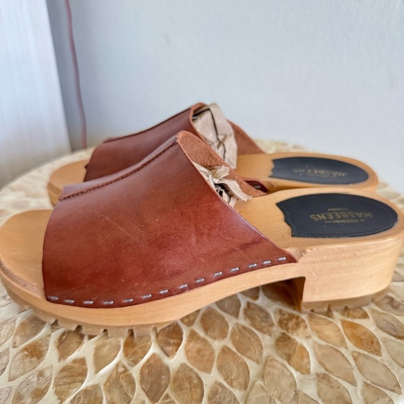 Swedish Hasbeens Brown Leather Women's Clogs  Sandals size 40 - Picture 5 of 9